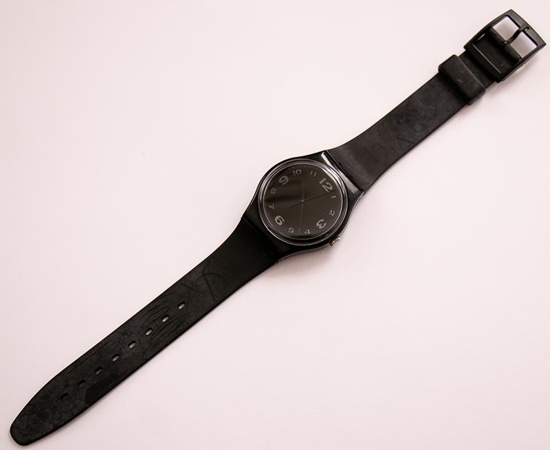 1992 AFTER DARK GB144 Swatch | Vintage Black Minimalist Swatch Watch