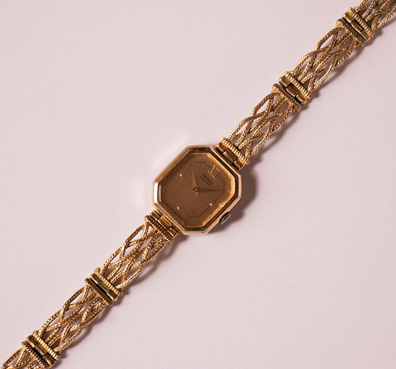 Vintage Gold-tone Seiko 1400-8289R Quartz Watch for Women Hexagon