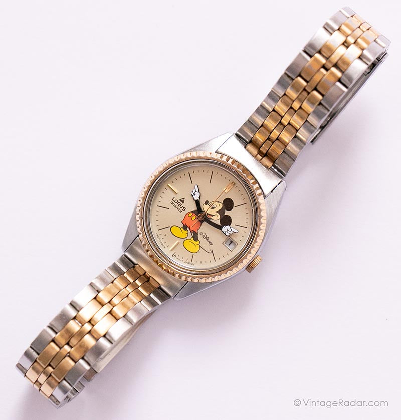 Lorus Disney Lot of Two Mickey Mouse Wristwatches Two-Tone Lorus Mickey Mouse Date Watch | Luxury Vintage  main image 3