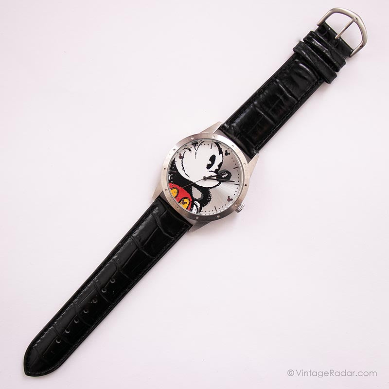 Vintage 43mm Mickey Mouse Watch | Large Silver-tone Disney