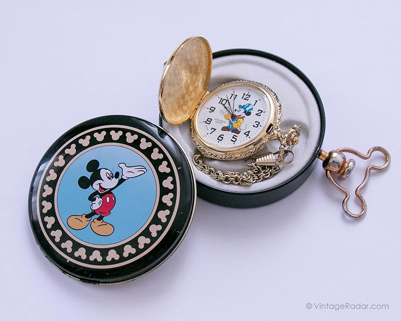 Disney Watches Gold Mickey Mouse Pocket Watch 30mm Silver Mickey