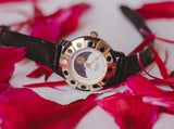 Fase di luna Geneva Orologio quarzo | Orologio da tono d'oro in fase luna vintage
