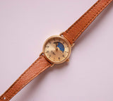 Phase lunaire de St. Marin vintage montre | Tiny montre-bracelet des femmes en or