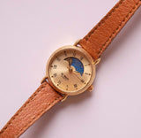 Phase lunaire de St. Marin vintage montre | Tiny montre-bracelet des femmes en or