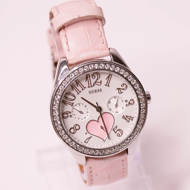 Guess Pink Leather Strap Silver-Tone Chronograph Watch 9 In Guess Women main image 2