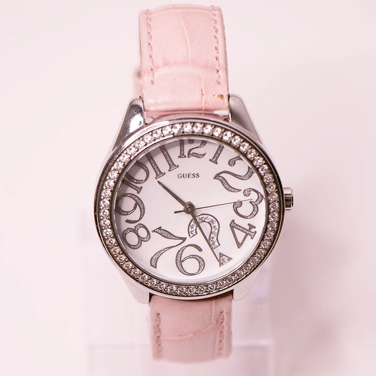 Guess watch 2025 pink leather strap