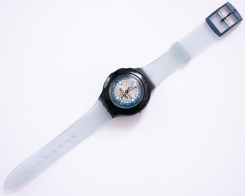 BLUE SQUIGGLE SDB118 Vintage Swatch Watch | 90s Scuba Swatch  display picture 3