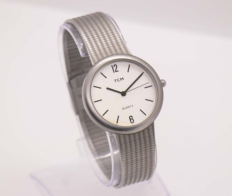 TCM Stainless Steel Quartz Watch Minimalist Retro Vintage Watch