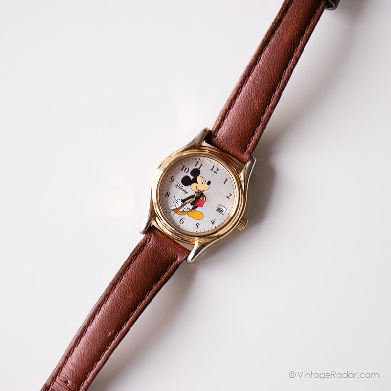 Gold-tone Mickey Mouse Watch by Seiko | Vintage Disney Date  display picture 3