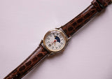 Fase de luna de tono plateado reloj para mujeres | Reloj de pulsera vintage lunar