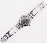 2006 Black Flower YLS146 Swatch Ironia | Vintage d'argento e nero Swatch Orologio