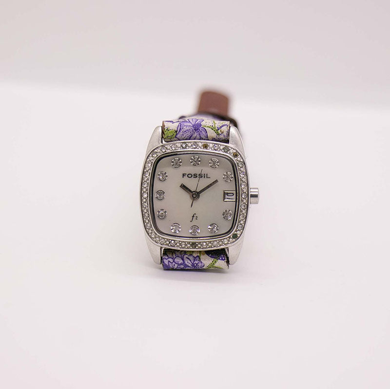 Boho-Chic Vintage Fossil Watch for Ladies with Purple Floral  display picture 1