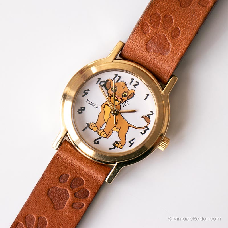 Vintage Gold-tone Simba Watch | The Lion King Watch by Timex – Vintage Radar