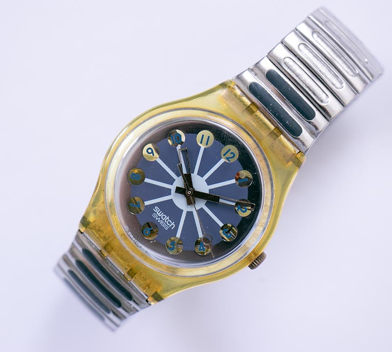 BLUE SEGMENT GK148 Vintage Swatch Watch Skeleton Swiss Watch