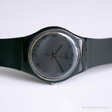 Rare 1985 Swatch GB105 Blackout montre | Vintage noir Swatch Gant