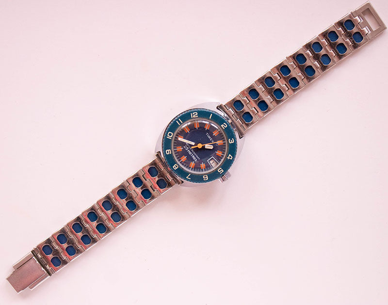 1970s Rare Blue-dial Timex Mechanical Watch | Vintage Timex Watch