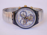 1991 TIMELESS ZONE SCN104 Swatch Chronograph Watch Vintage