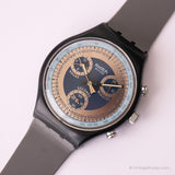 1991 Swatch SCN102 Silver Star Uhr | Vintage Schwarz Swatch Chrono
