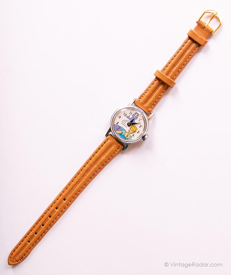 Disney Cinderella Vintage Gold-tone Watch brown leather band retired never worn Vintage 1960 main image 4