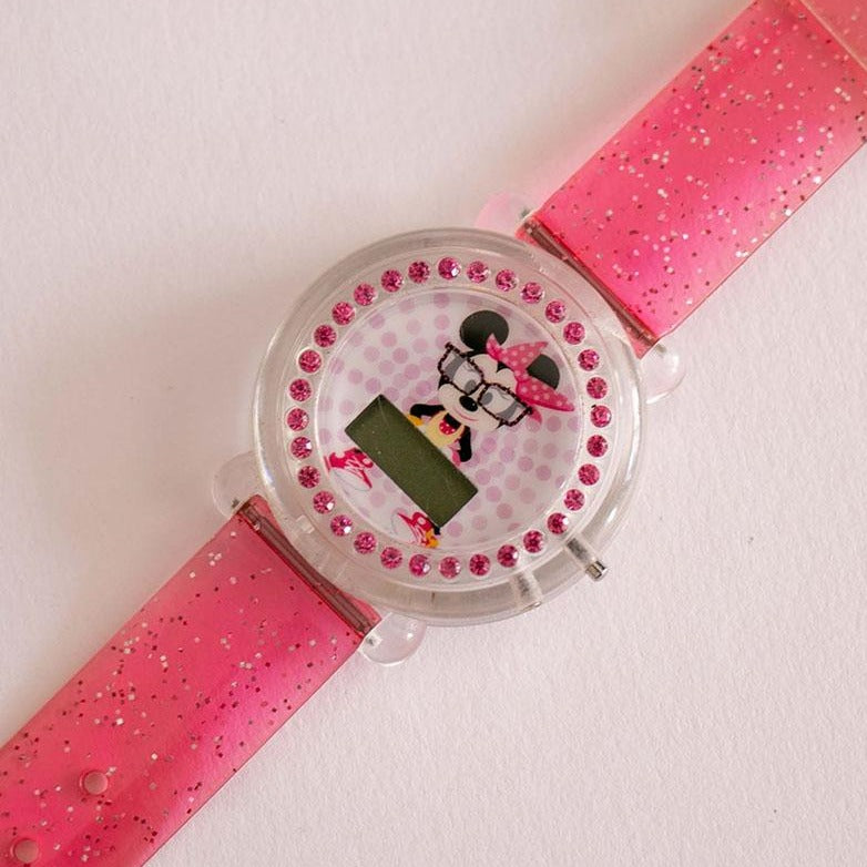 Pink Digital Minnie Mouse Watch | Minnie Wearing Glasses Disney Watch ...