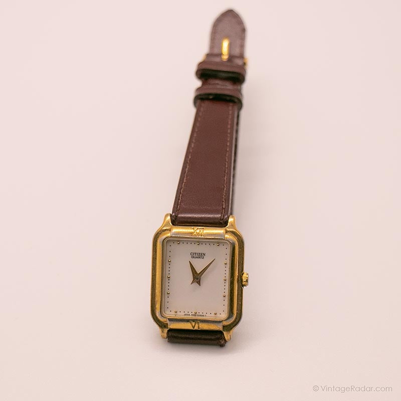 Reloj Vintage Reloj Citizen Dama Dorado Cuadrado Dial Cuadrado