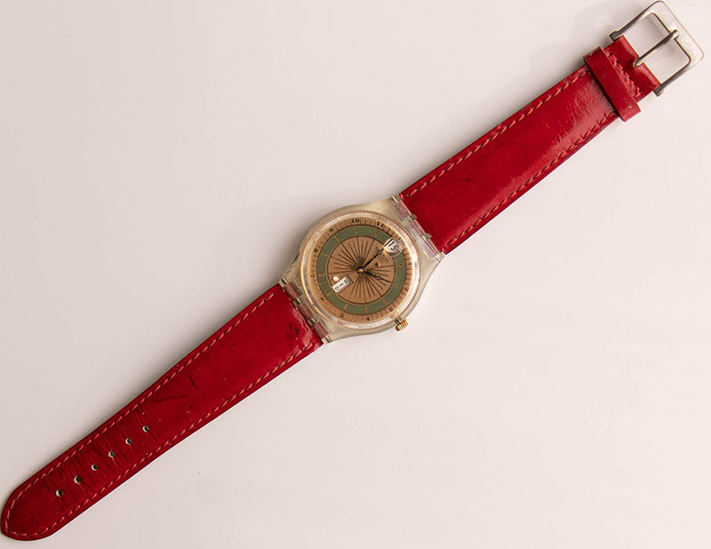 1995 Swatch GK715 MOOS Watch | Gold-tone Day Date Swatch Vintage