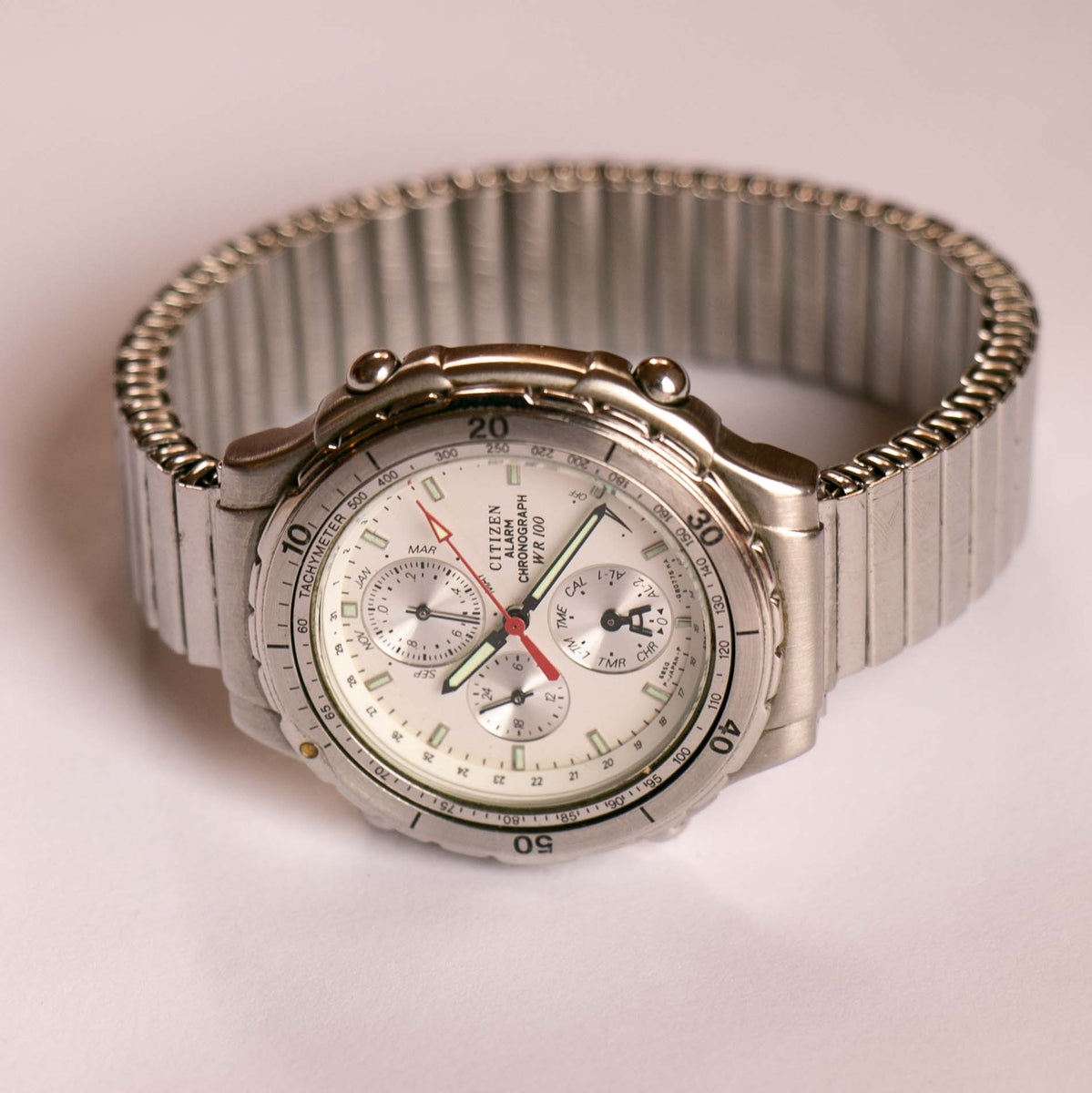 Citizen WR100 6850-G80248Y ALARMA chronograph reloj Antiguo