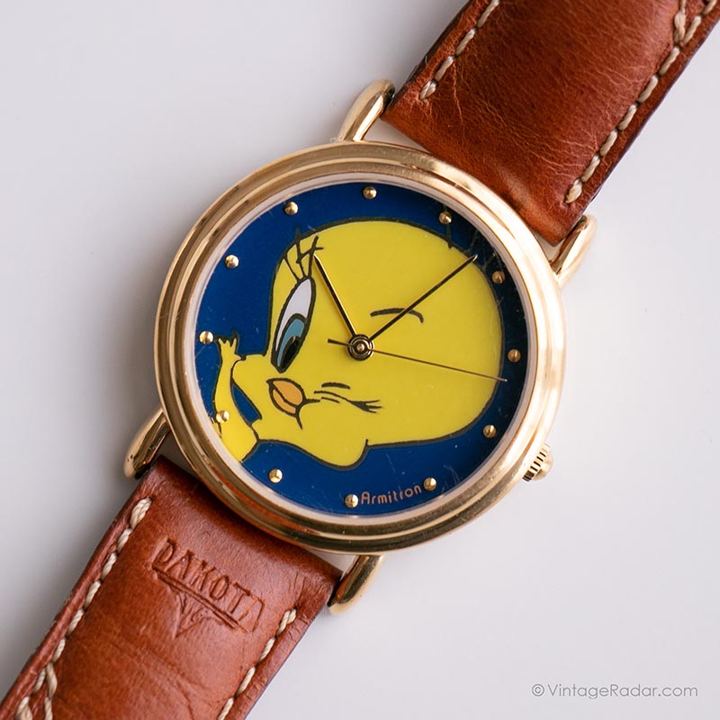 Vintage Gold Ton Tweety Uhr Looney Tunes Uhr durch Armitron