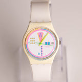1989 Swatch GW403 GEOGLO Watch | Retrò bianco raro degli anni '80 Swatch Gentiluomo
