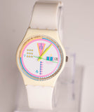 1989 Swatch GW403 GEOGLO Watch | Retrò bianco raro degli anni '80 Swatch Gentiluomo