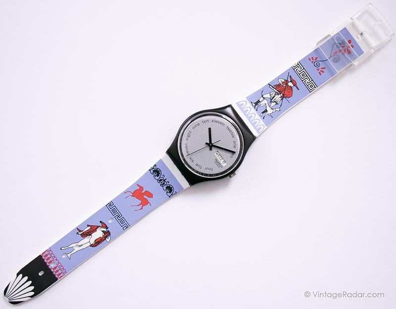 1990 Swatch GB717 THE BURGLAR Watch | Day Date Swatch Watch  display picture 2