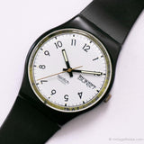 EXTRAÑO Swatch GB725 Classic Four reloj | Fecha de día negro Swatch Originales