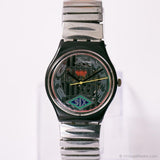 Vintage 1993 Swatch GB151 Big Enuff Uhr mit skelettiertem Zifferblatt