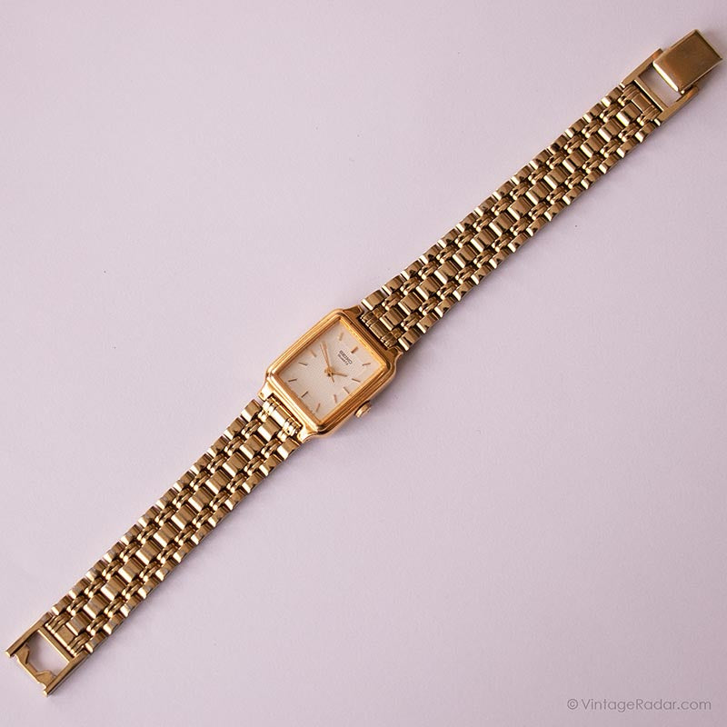 Vintage Seiko V401 5129 R0 Watch Ladies Rectangular Gold tone