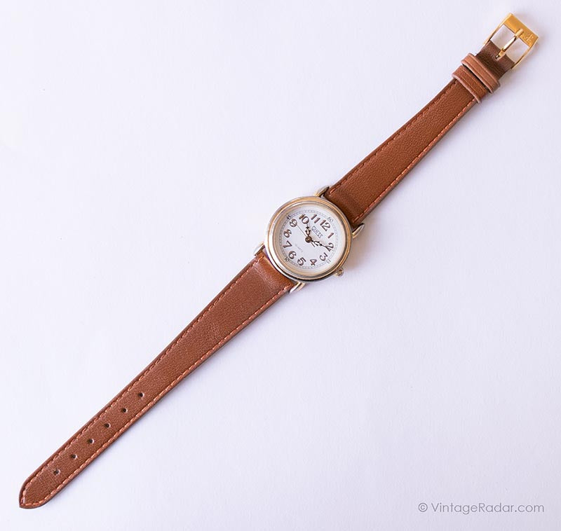 Vintage Gold-tone Guess Watch for Ladies with Brown Leather  display picture 3