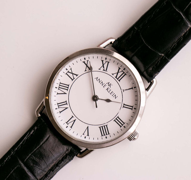 Anne Klein Black and Silver Watch with Roman Numerals NEW ANNE KLEIN CROC LEATHER BAND+WHITE,BLACK ROMAN NUMERAL  main image 3