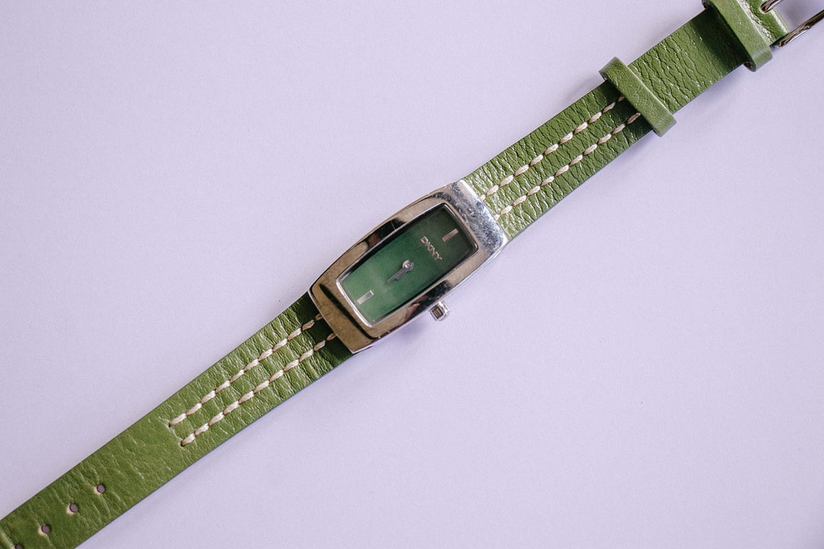 DKNY Silver tone Rectangular Watch for Women with Green