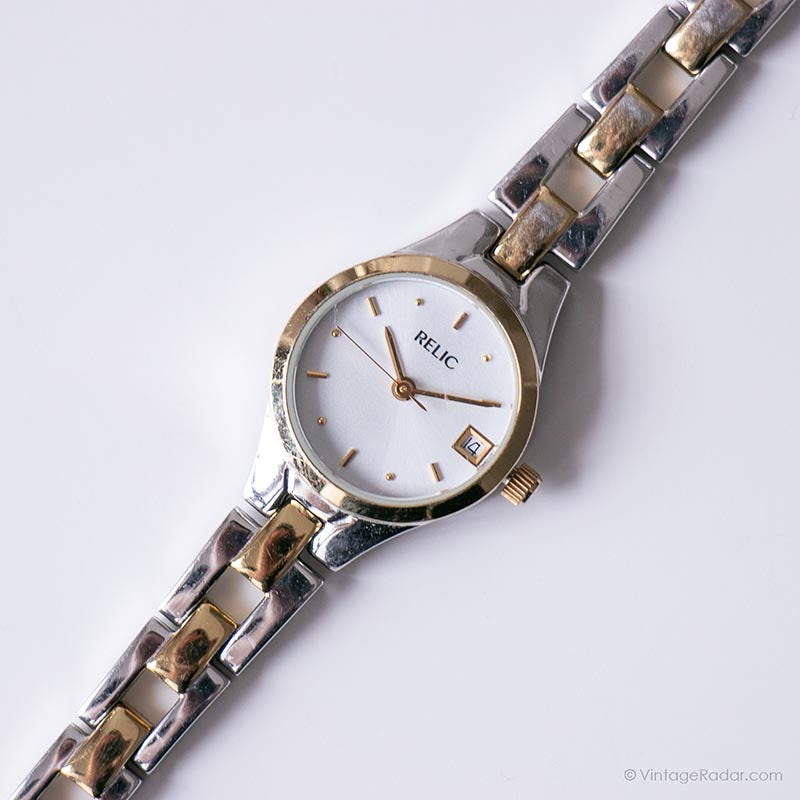 Vintage Relic Two-tone Date Watch | Elegant Round Dial Watch  display picture 1