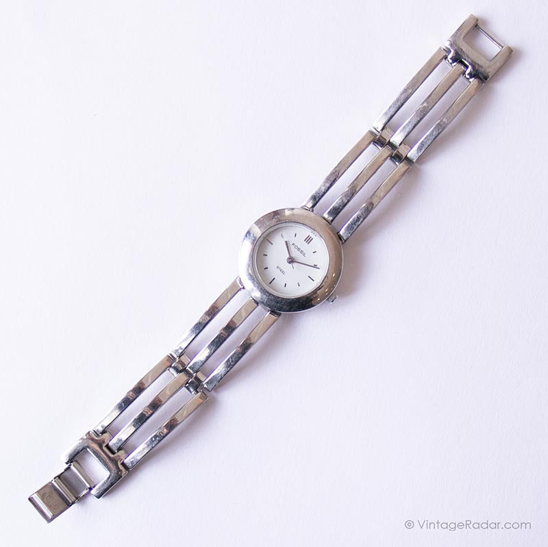 Fossil vintage Two-Tone Women\'s stretch  Stainless Steel Watch - White Dial Fossil Tailor White Dial Two Tone Steel Strap Watch for Women main image 2