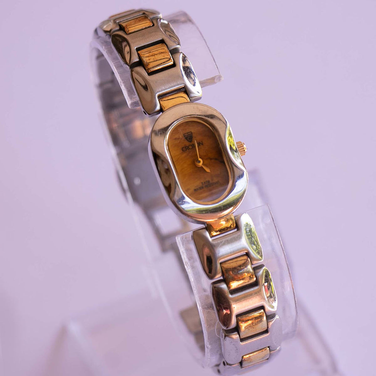 Vintage Croton Silver-tone Ladies Watch with Marble Effect 