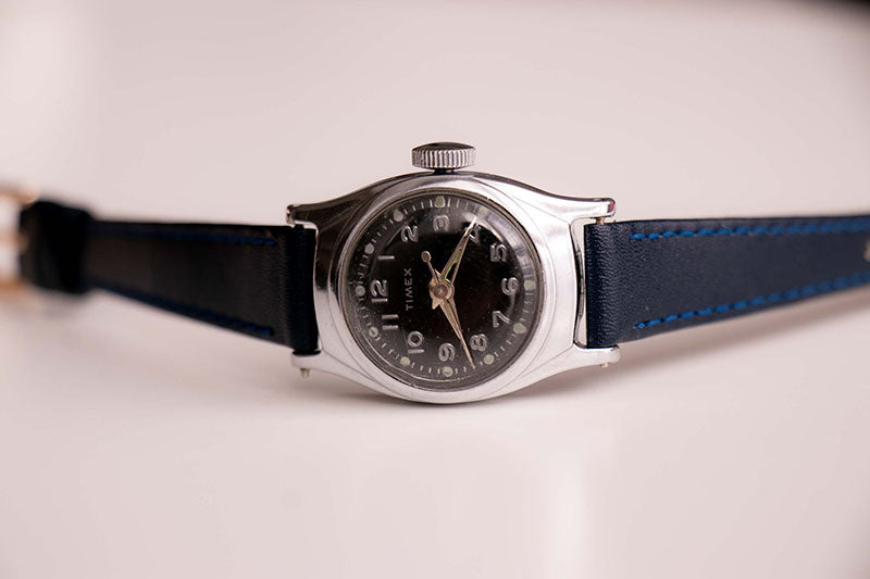 1960s Vintage Mechanical Timex Watch | Black Dial Timex Womens