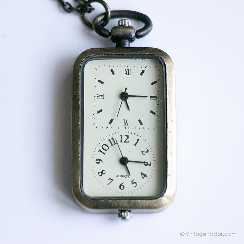 Montre De Poche Vintage En Acier à Quartz - Cadran Blanc Chiffres Arabes, Chaîne Incluse - Cadeau Anniversaire, Diplôme - Homme/Femme