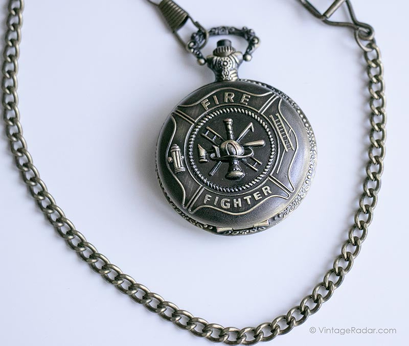 Firefighter Fireman Pocket Watch Battery I… Firefighter Pocket Watch | Vintage Pocket Watch main image 2