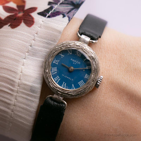 Vintage Anker 67 Blue Dial 17 Jewels Mechanical Watch for Women