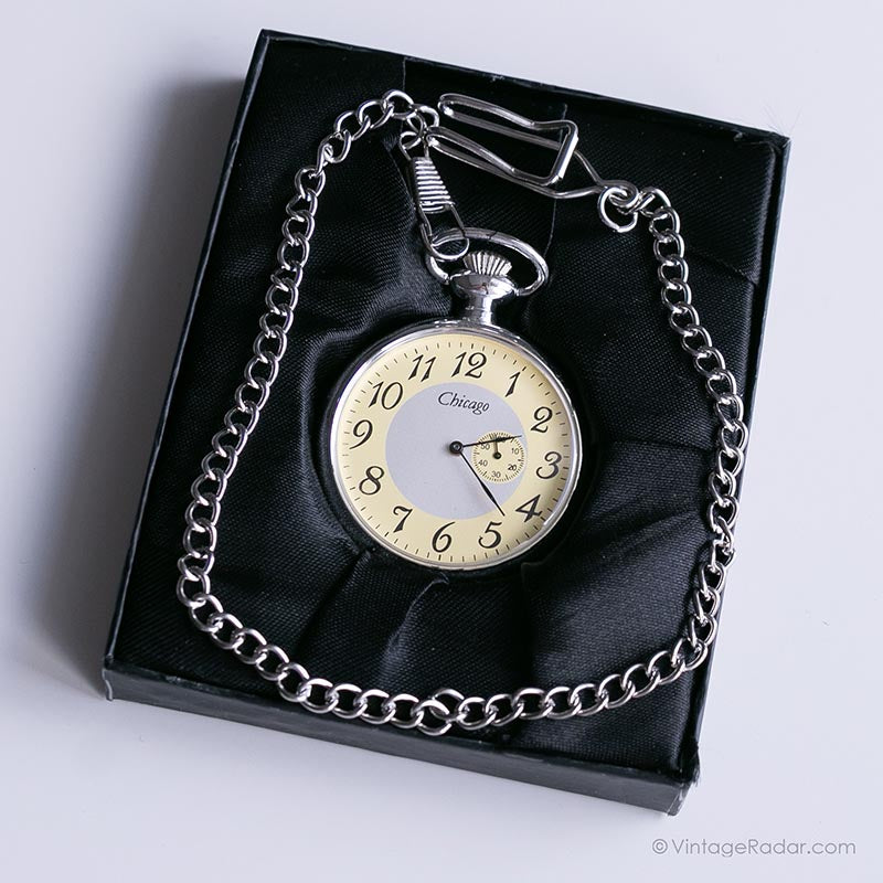 Reloj de bolsillo de Movimiento musical cadena Vintage para el día