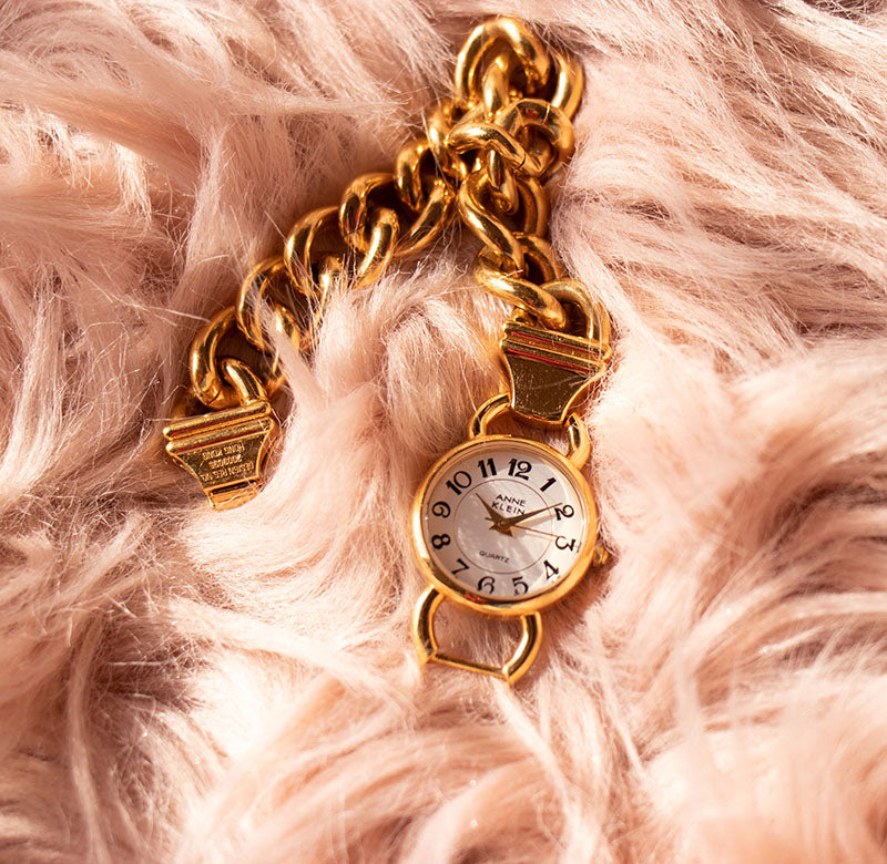 gold tone gold chain watch women&#039;s