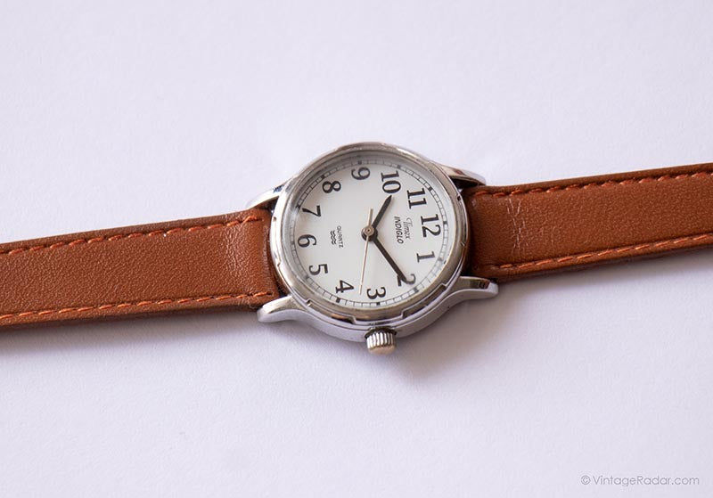 【ビンテージ時計】 Timex Indiglo ブラウンレザー腕時計★1980s ビンテージ時計】 TIMEX INDIGLO 24時間表示 腕時計☆1980s