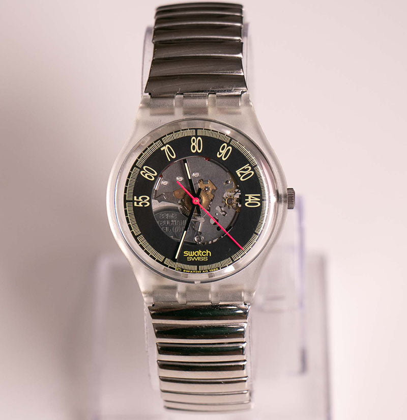 Vintage Swatch Watch RED LINE GK118 GK119 | 80s Skeleton Dial Swatch –  Vintage Radar