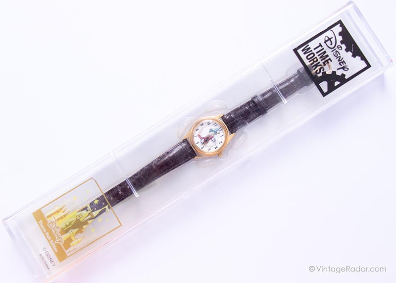 Gold Disney Time Works Mickey Mouse Watch with Original Box