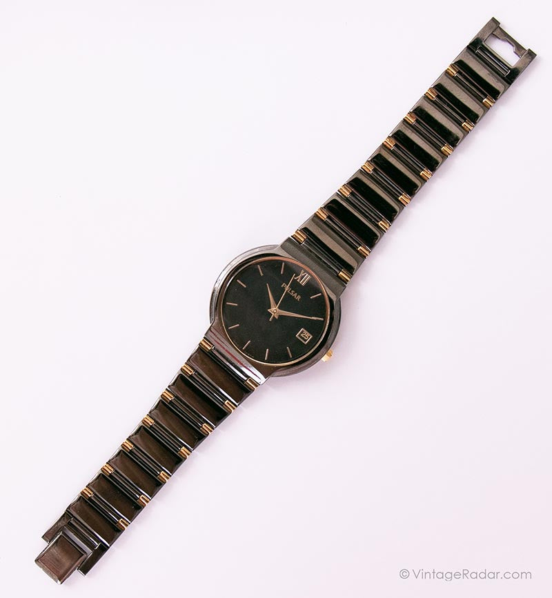 Vintage Black Pulsar Watch by Seiko | Vintage Womens Date Watch